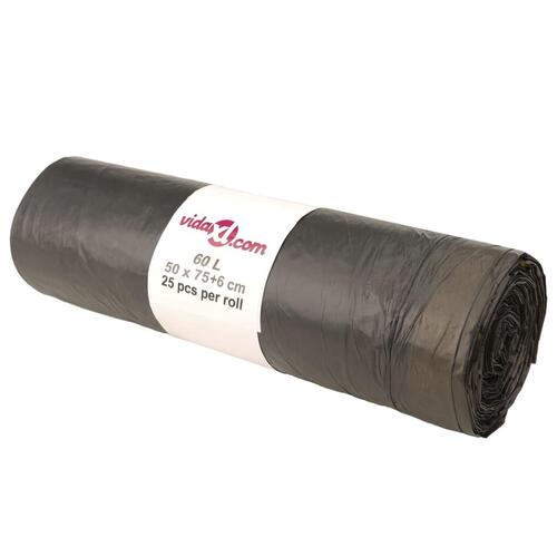 Affaldsposer med lukkesnor 250 stk. 60 l sort
