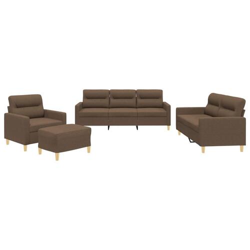 Sofasæt 4 dele med hynder stof brun