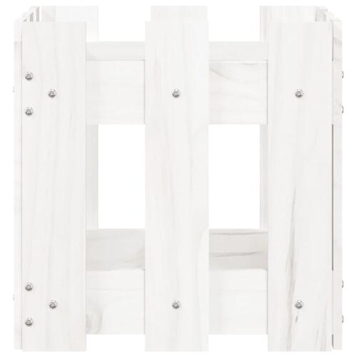 Plantekasse med stakitdesign 30x30x30 cm massivt fyrretræ hvid