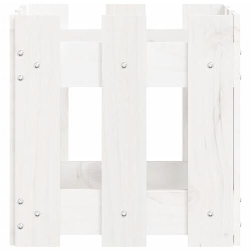 Plantekasse med stakitdesign 30x30x30 cm massivt fyrretræ hvid