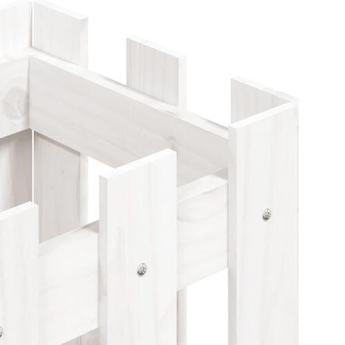 Plantekasse med stakitdesign 30x30x30 cm massivt fyrretræ hvid