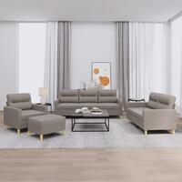 Sofasæt 4 dele med hynder stof gråbrun