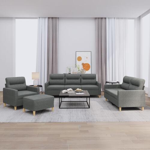 Sofasæt 4 dele med hynder stof mørkegrå