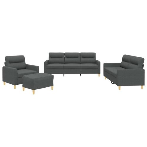 Sofasæt 4 dele med hynder stof mørkegrå