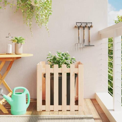 Plantekasse med stakitdesign 60x60x60 cm massivt fyrretræ