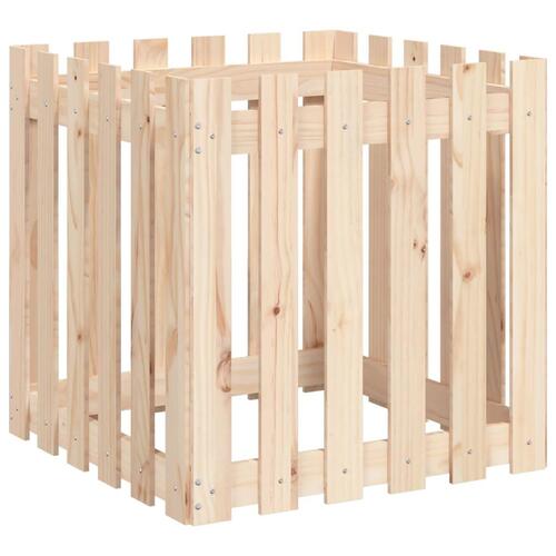 Plantekasse med stakitdesign 60x60x60 cm massivt fyrretræ