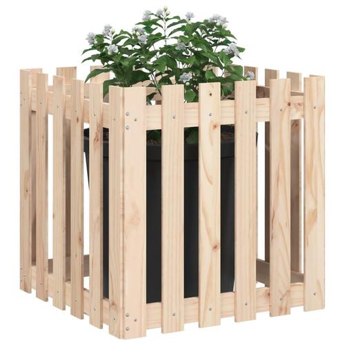 Plantekasse med stakitdesign 60x60x60 cm massivt fyrretræ