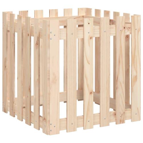 Plantekasse med stakitdesign 60x60x60 cm massivt fyrretræ