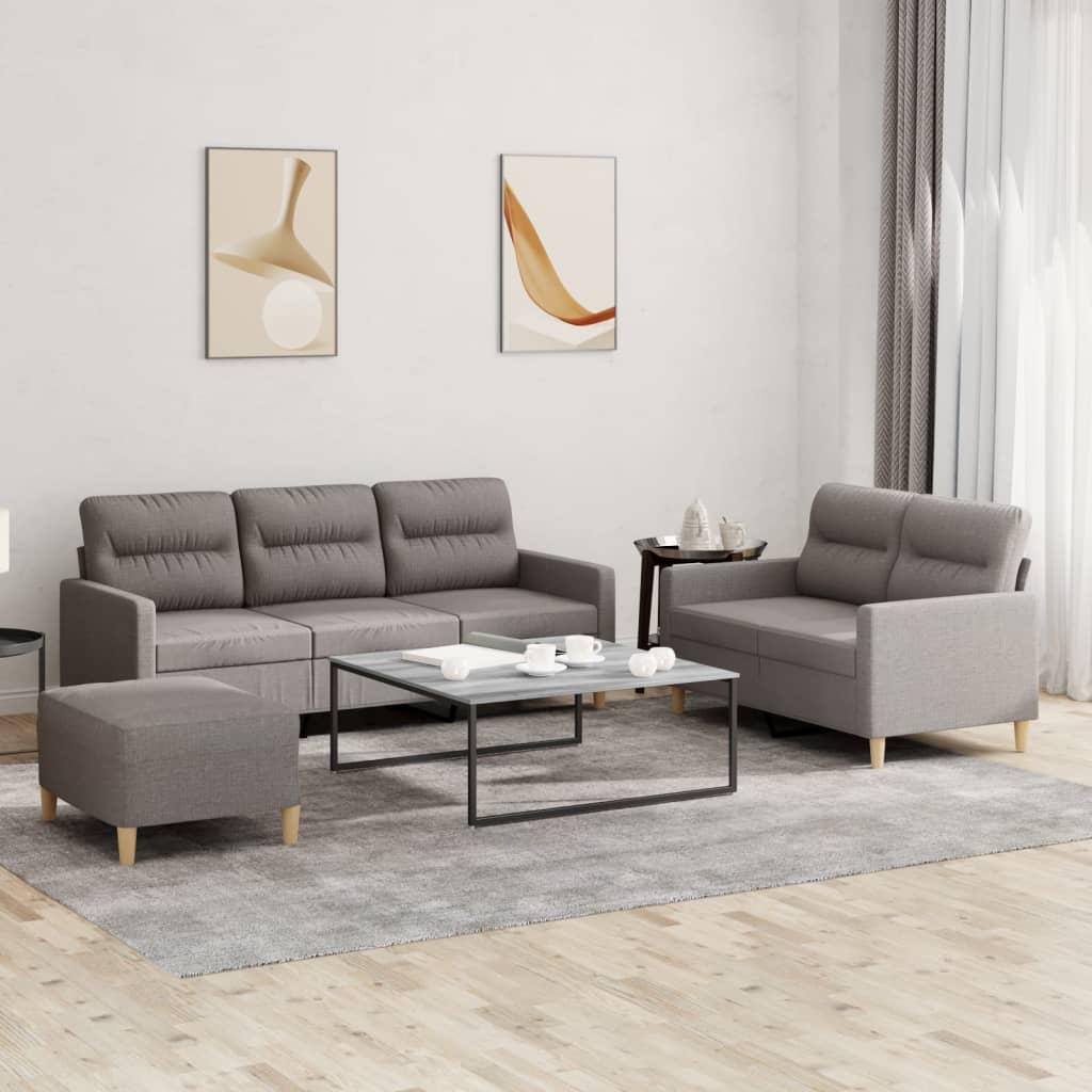 3 personers sofa med hynder stof gråbrun