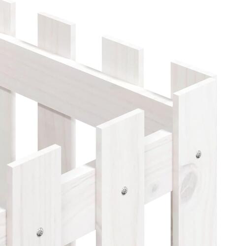 Plantekasse med stakitdesign 40x40x40 cm massivt fyrretræ hvid
