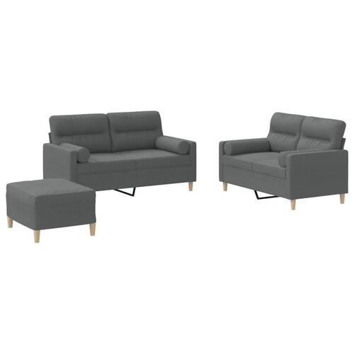 3 personers sofa med puder stof mørkegrå