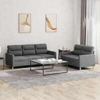 2 personers sofa med hynder stof mørkegrå
