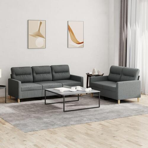 2 personers sofa med hynder stof mørkegrå