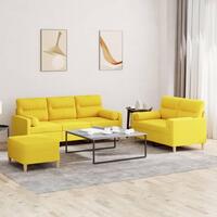 3 personers sofa med puder stof lysegul