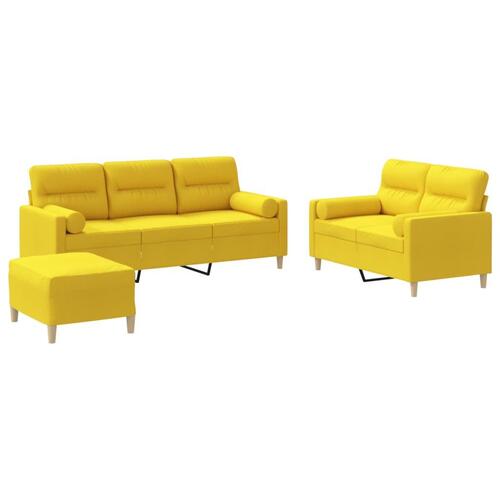 3 personers sofa med puder stof lysegul