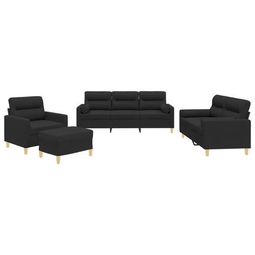 Sofasæt 4 dele med puder stof sort
