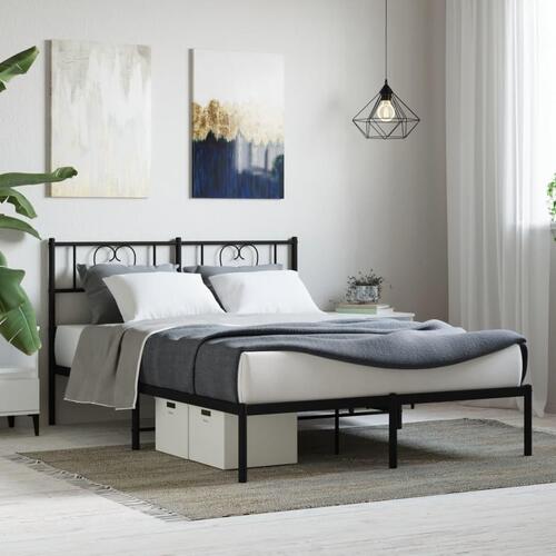 Sengeramme med sengegavl 160x200 cm metal sort