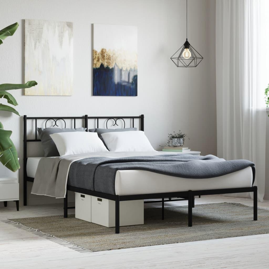 Sengeramme med sengegavl 160x200 cm metal sort
