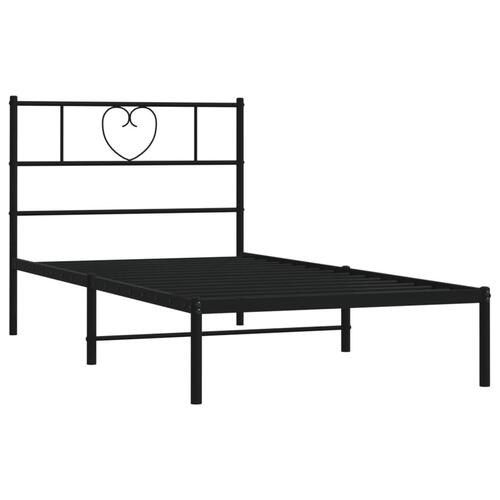Sengeramme med sengegavl 75x190 cm metal sort