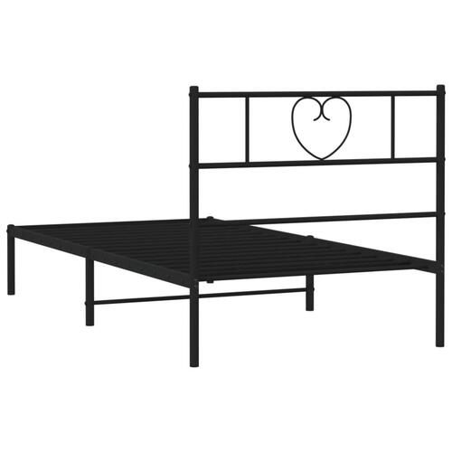 Sengeramme med sengegavl 75x190 cm metal sort