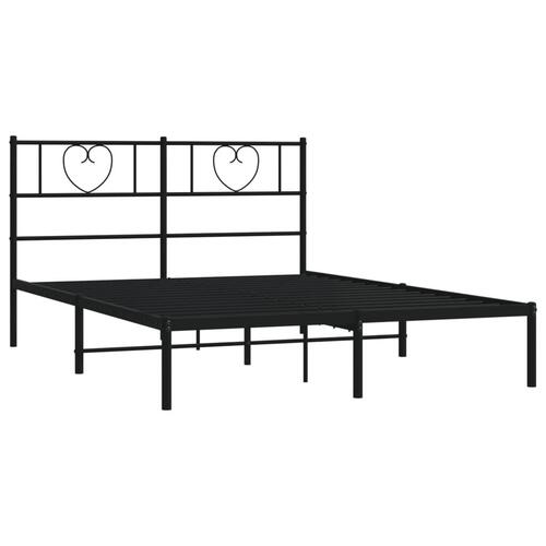 Sengeramme med sengegavl 140x200 cm metal sort