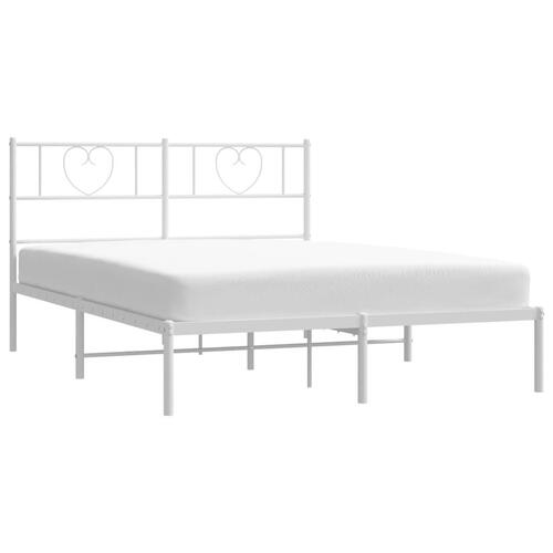 Sengeramme med sengegavl 150x200 cm metal hvid