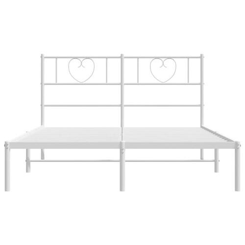 Sengeramme med sengegavl 150x200 cm metal hvid