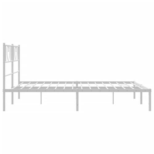 Sengeramme med sengegavl 150x200 cm metal hvid