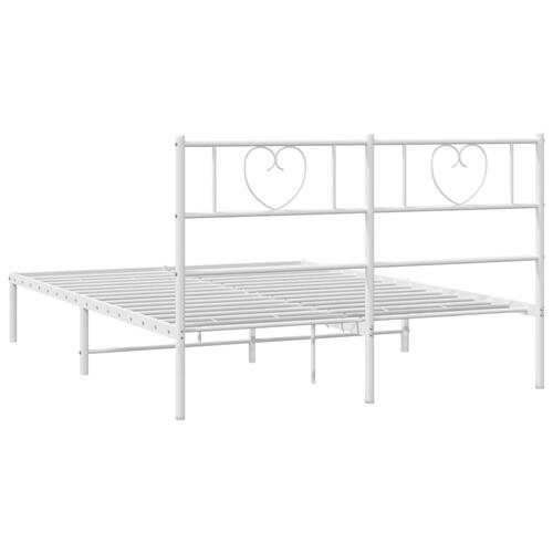 Sengeramme med sengegavl 150x200 cm metal hvid