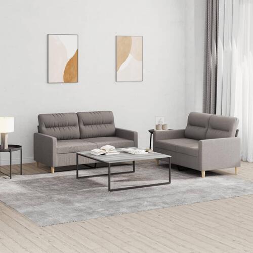 2 personers sofa med hynder stof gråbrun