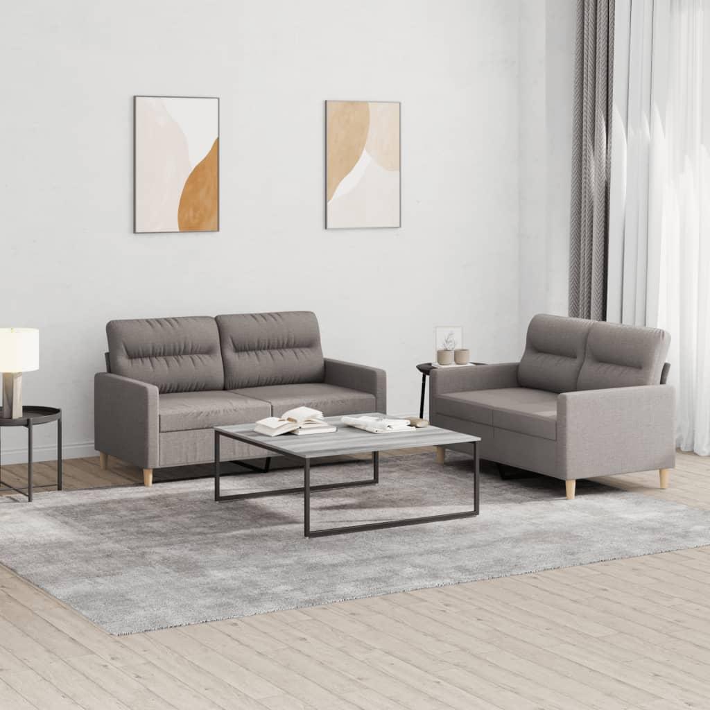 2 personers sofa med hynder stof gråbrun