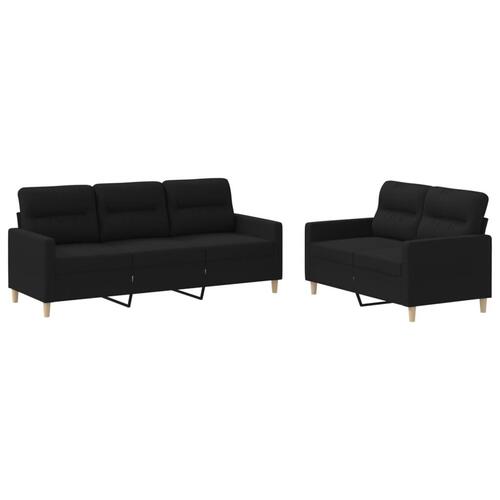 2 personers sofa med hynder stof sort