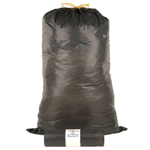 Affaldsposer med lukkesnor 250 stk. 120 l sort