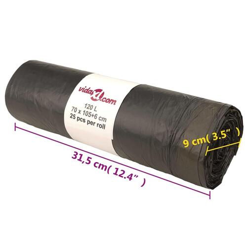 Affaldsposer med lukkesnor 250 stk. 120 l sort