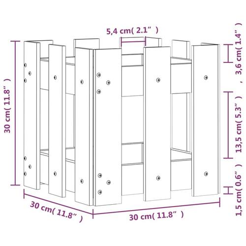 Plantekasse med stakitdesign 30x30x30 cm imprægneret fyrretræ