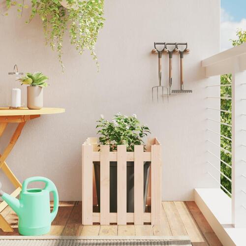Plantekasse med stakitdesign 50x50x50 cm massivt fyrretræ