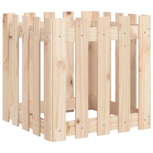 Plantekasse med stakitdesign 50x50x50 cm massivt fyrretræ