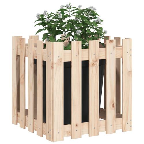 Plantekasse med stakitdesign 50x50x50 cm massivt fyrretræ