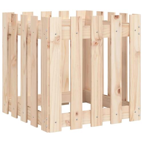 Plantekasse med stakitdesign 50x50x50 cm massivt fyrretræ