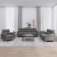 3 personers sofa med hynder stof mørkegrå