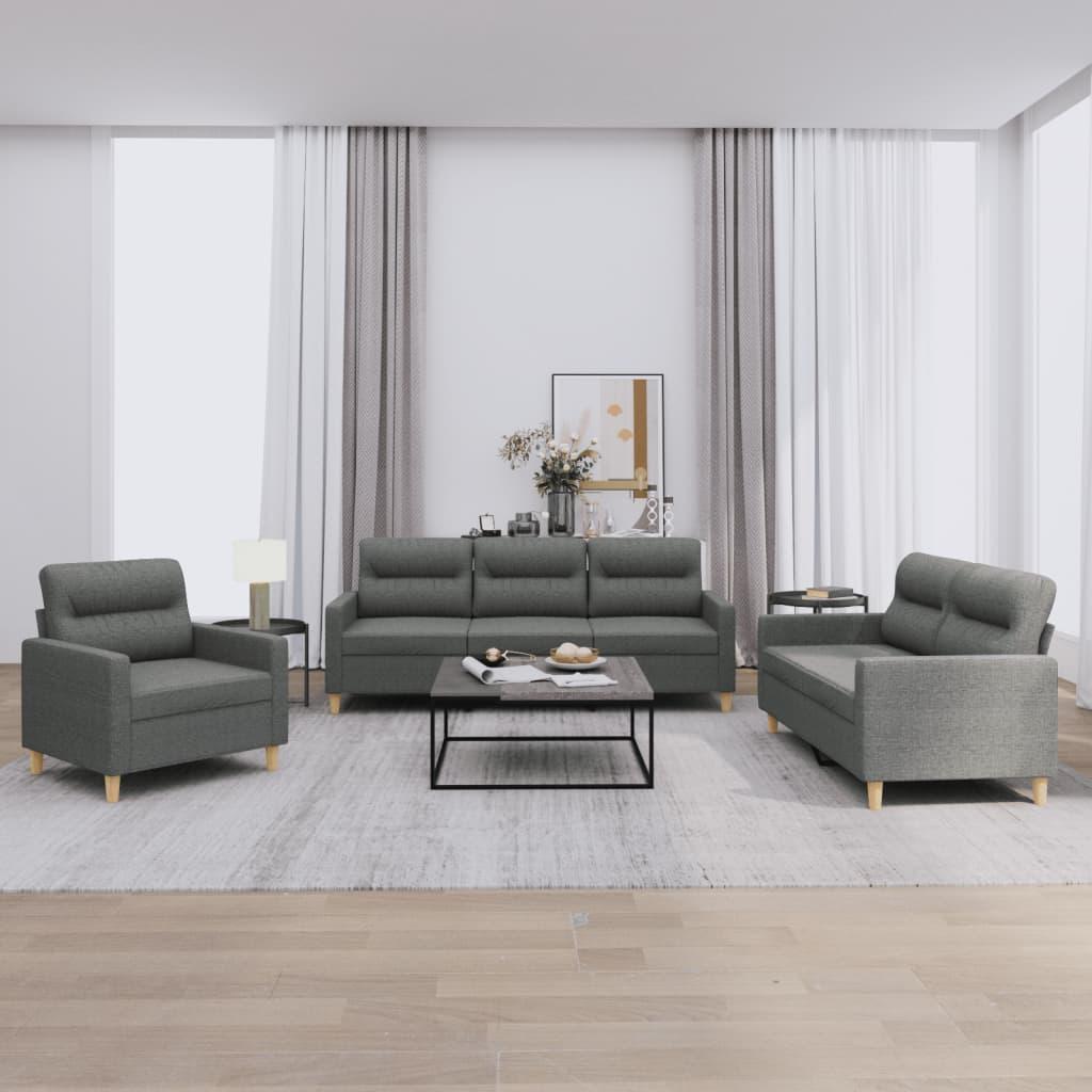 3 personers sofa med hynder stof mørkegrå