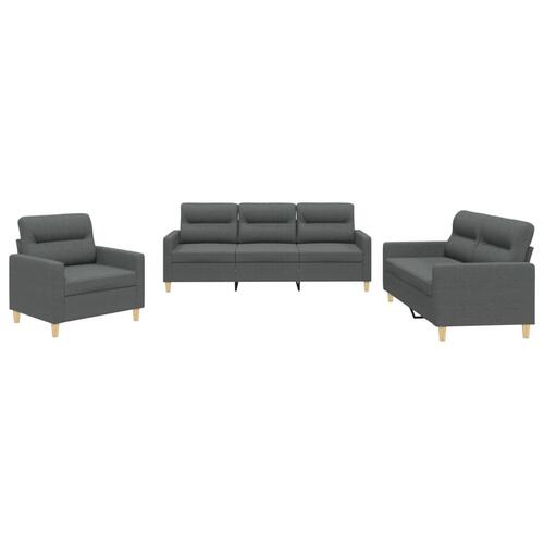 3 personers sofa med hynder stof mørkegrå