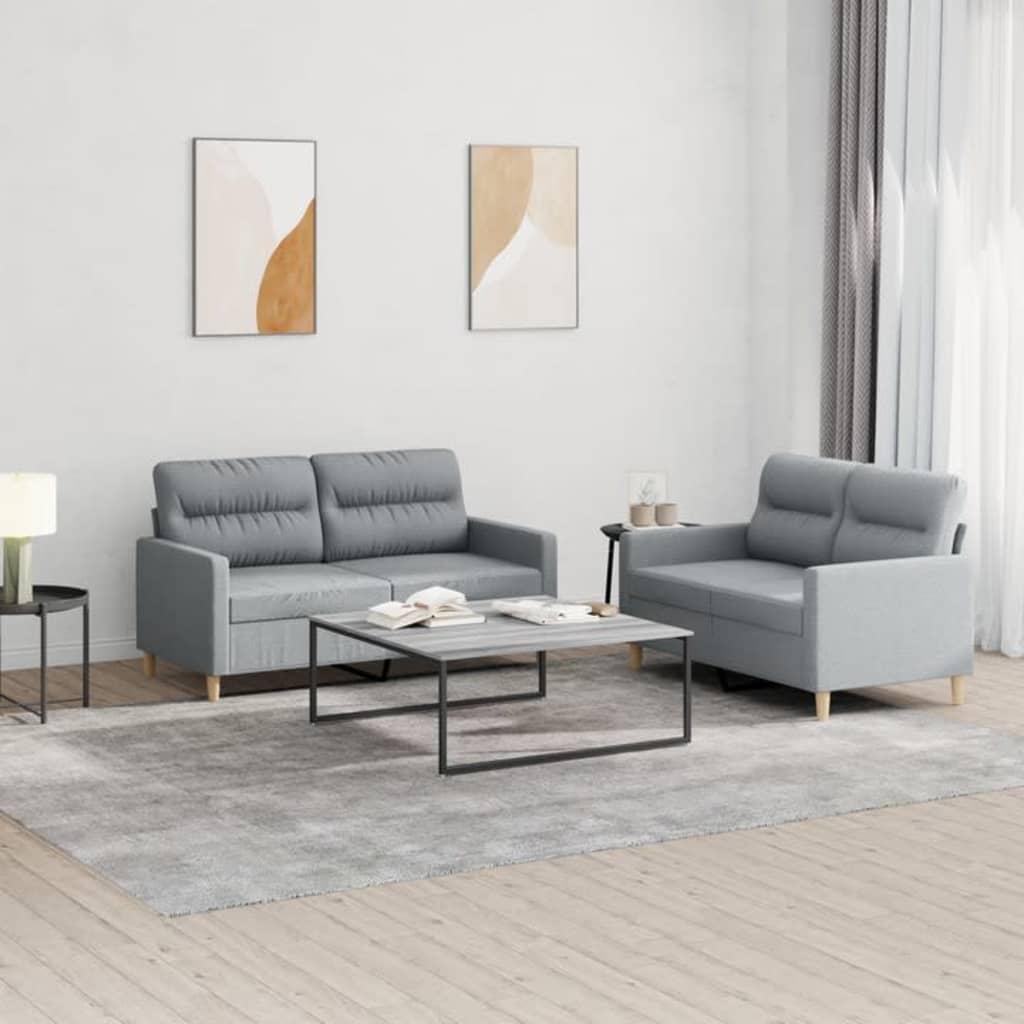2 personers sofa med hynder stof lysegrå