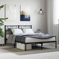 Sengeramme med sengegavl 150x200 cm metal sort