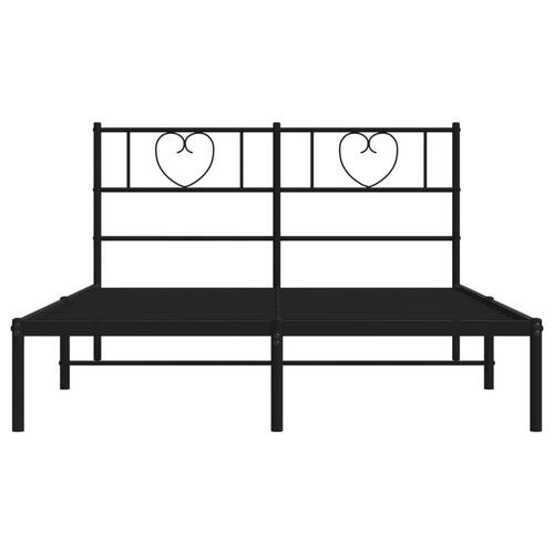 Sengeramme med sengegavl 150x200 cm metal sort