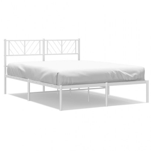 Sengeramme med sengegavl 140x200 cm - metal, hvid
