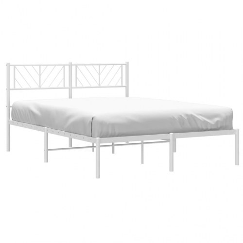Sengeramme med sengegavl 140x200 cm - metal, hvid