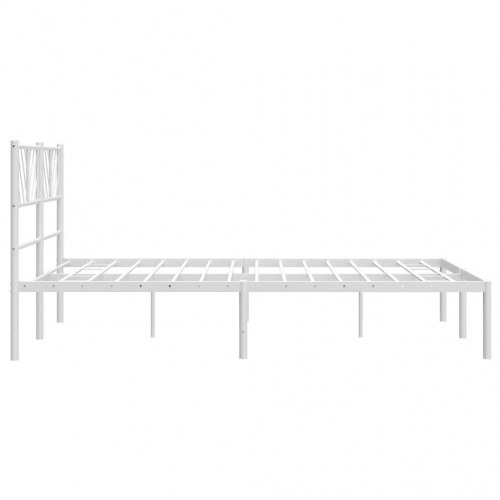 Sengeramme med sengegavl 140x200 cm - metal, hvid