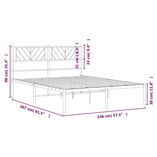 Sengeramme med sengegavl 140x200 cm - metal, hvid