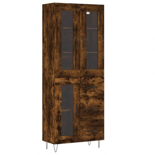 Højskab 69,5x34x180 cm konstrueret træ røget egetræsfarve